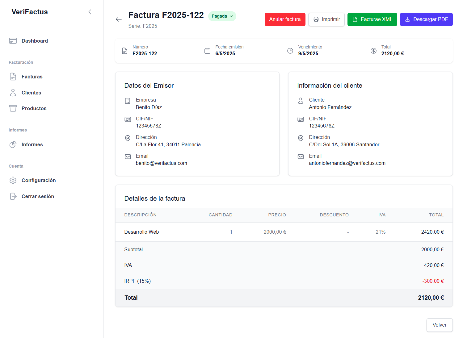 Facturación electrónica screenshot